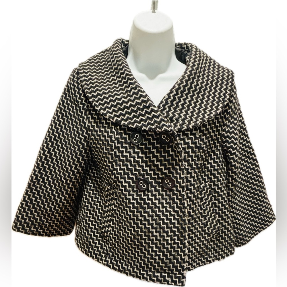 Sashimi Chic Black and Light Gray Zigzag Jacket